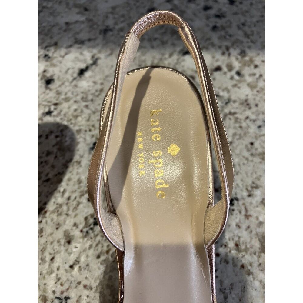 KATE SPADE Rose Gold Sling Back Open Toe Bow Pump Bow Size 8.5 - Picture 6 of 8